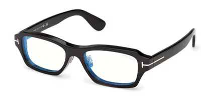 Tom Ford Ft6113-d-b Asian Fit 001 Blue-light Block Men's Glasses Black Size 56 - Free Lenses - Blue Light Blo
