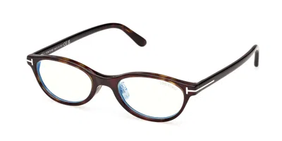 Tom Ford Ft6114-d-b Asian Fit 052 Blue-light Block Women's Glasses Tortoiseshell Size 50 - Free Lenses - Blue In Brown