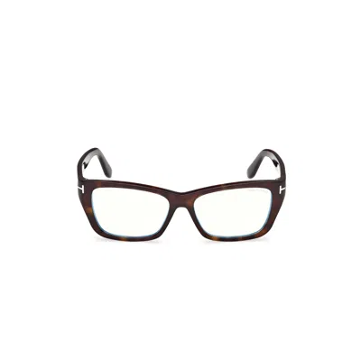 Tom Ford Ft6132-b Rectangular Tortoiseshell Eyeglasses In Brown