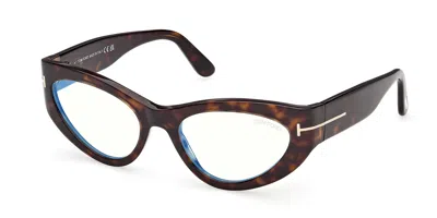 Tom Ford Ft6134-b 052 Blue-light Block Women's Glasses Tortoiseshell Size 55 - Free Lenses - Blue Light Block In Brown