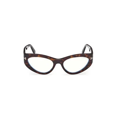 Tom Ford Ft6134-b Tortoiseshell Cat-eye Eyeglasses In Brown