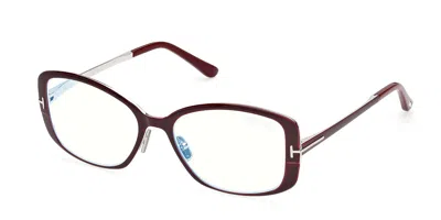 Tom Ford Ft6138-b 069 Blue-light Block Women's Glasses Burgundy Size 54 - Free Lenses - Blue Light Block Avai In Red