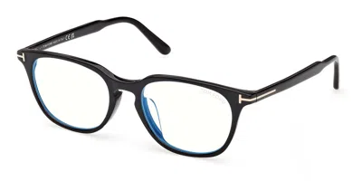 Tom Ford Ft6149-d-b Asian Fit 001 Blue-light Block Men's Glasses Black Size 55 - Free Lenses - Blue Light Blo In Animal Print