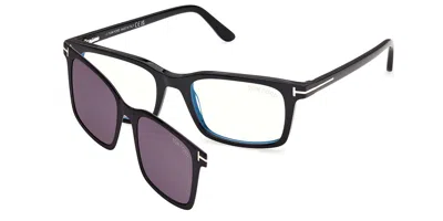 Tom Ford Ft6175-b With Clip-on 001 Blue-light Block Men's Glasses Black Size 53 - Free Lenses - Blue Light Bl In Red