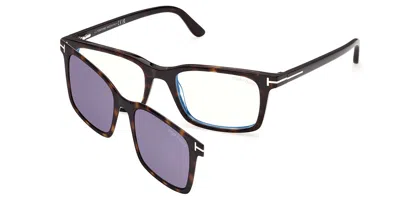 Tom Ford Ft6175-b With Clip-on 052 Blue-light Block Men's Glasses Tortoiseshell Size 53 - Free Lenses - Blue  In Pink
