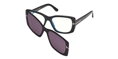 Tom Ford Ft6176-b With Clip-on 001 Blue-light Block Women's Glasses Black Size 53 - Free Lenses - Blue Light  In Red