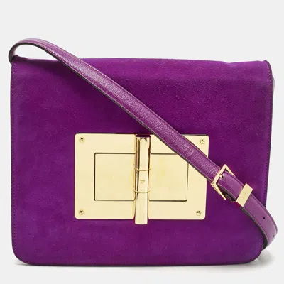 Pre-owned Tom Ford Fuchsia Leather And Suede Large Natalia Shoulder Bag In Pink