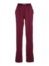 Tom Ford Fuchsia Pants With Elastic Waist With Logo Lettering In Silk Stretch Woman In Pink