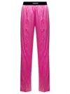Tom Ford Fuchsia Satin Pants With Logo On Waistband In Stretch Silk Woman In Fuchsia
