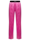 Tom Ford Fuchsia Satin Pants With Logo On Waistband In Stretch Silk Woman In Pink