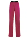 Tom Ford Fuchsia Pants With Elastic Waist With Logo Lettering In Silk Stretch Woman In Fuchsia