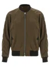 Tom Ford Ribbed Bomber Jacket With Button Accents In Brown
