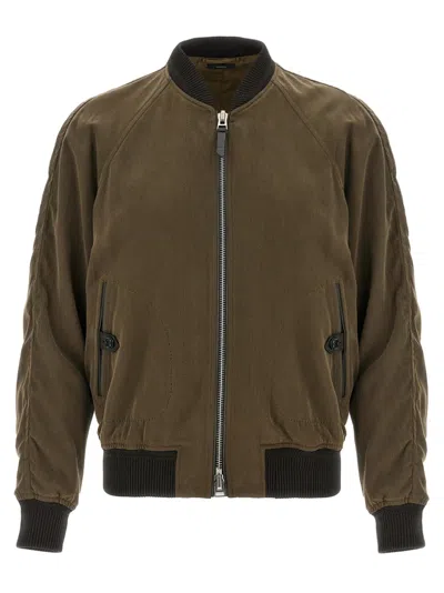 TOM FORD GABARDINE FLUID BOMBER JACKET CASUAL JACKETS, PARKA BROWN