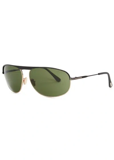 Tom Ford Gabe Black Rectangle-frame Sunglasses In Green