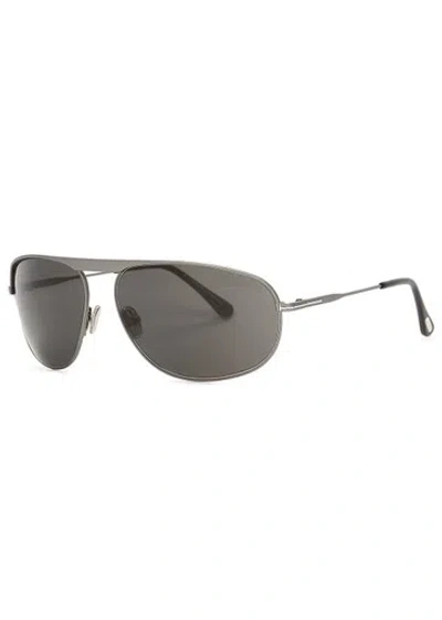 Tom Ford Gabe Black Rectangle-frame Sunglasses In Neutral