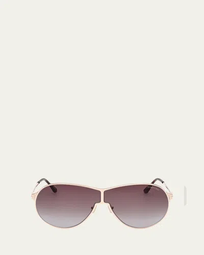 Tom Ford Gaia Sunglasses In Shiny Rose Golddark Havana