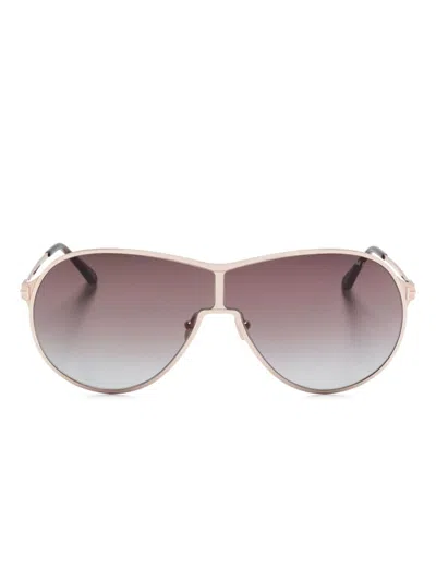 Tom Ford Gaia Sunglasses In Shiny Rose Golddark Havana