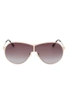 Tom Ford Gais 71mm Oversize Mirrored Pilot Sunglasses In Rose Gold Dark Havana/t Logo