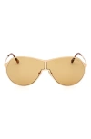 Tom Ford Gais 71mm Oversize Mirrored Pilot Sunglasses In Yellow Gold Classic Havana