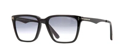 Pre-owned Tom Ford Garrett Ft 0862 Shiny Black/grey Blue Shaded (01b) Sunglasses