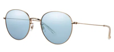 Pre-owned Tom Ford Garrett Leight Paloma M Sun Matte Gold Prosecco/layered Blue Mirrored Sunglasses