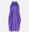 Tom Ford Gathered Halterneck Jersey Minidress In Bright Purple