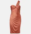 Tom Ford One-shoulder Twist-front Cocktail Dress In Brown