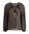 Tom Ford Georgette Blouse Tasseled Applique In Brown