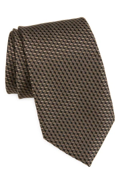 Tom Ford Geo Jacquard Mulberry Silk Tie In Mushroom