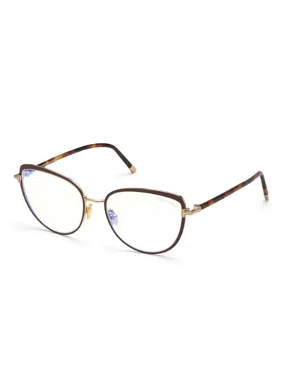Tom Ford Geometric-frame Glasses In Brown