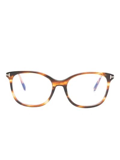 Tom Ford Geometric-frame Glasses In Brown