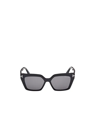 Tom Ford Geometric Frame Sunglasses In Black