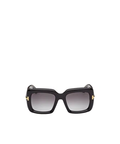 Tom Ford Geometric Frame Sunglasses In Black