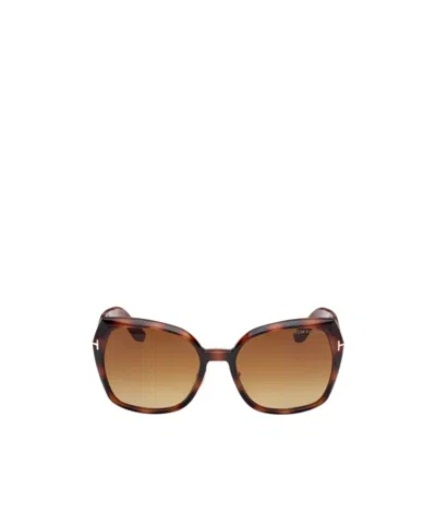Tom Ford Geometric Frame Sunglasses In Brown