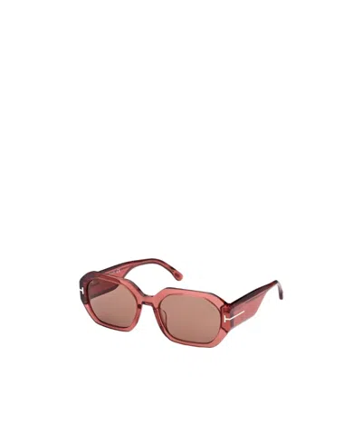 Tom Ford Geometric Frame Sunglasses In Brown