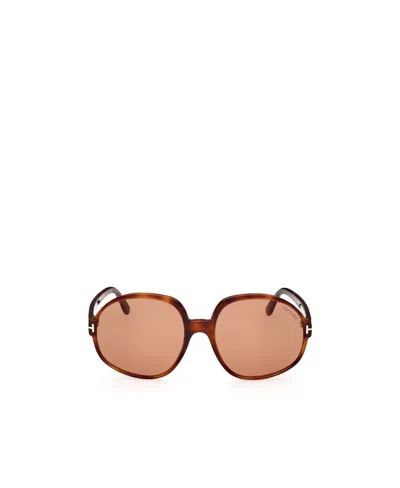 Tom Ford Geometric Frame Sunglasses In Nude