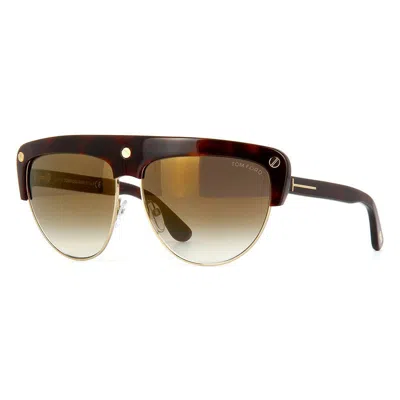 Tom Ford Geometric Full Rim, With A Dark Havana Frame And Brown Gradient Mirror Lens.
