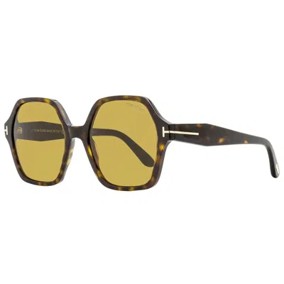 Tom Ford Geometric Full Rim, With A Dark Havana Frame And Brown Lens.