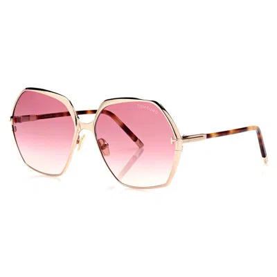 Tom Ford Geometric Full Rim, With A Rose Gold Frame And Gradient Rose Lens.