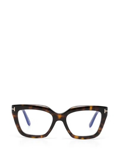 Tom Ford Geometric Glasses In Brown