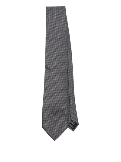 Tom Ford Geometric-jacquard Tie In Gray
