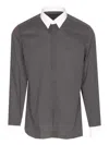 Tom Ford Cotton Shirt With Diamond Print And Contrast White Collar In Black