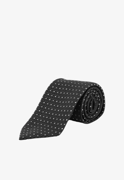 Tom Ford Geometric Pattern Silk Tie In Black