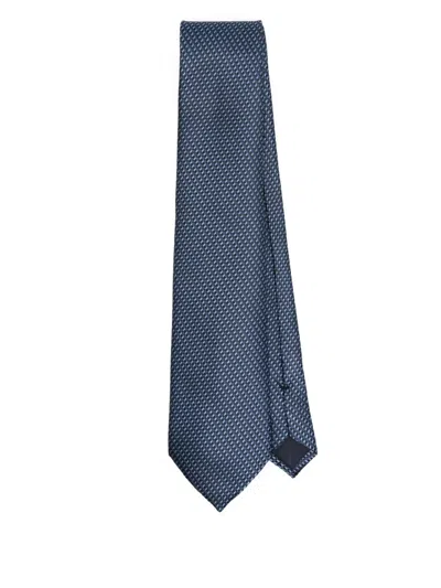 Tom Ford Geometric-pattern Silk Tie In Blue