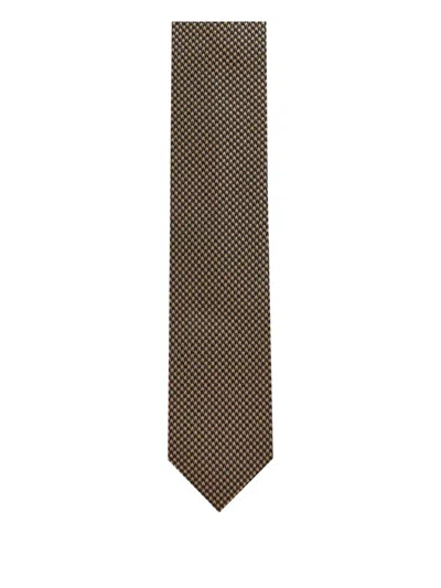 Tom Ford Geometric-pattern Tie In Brown