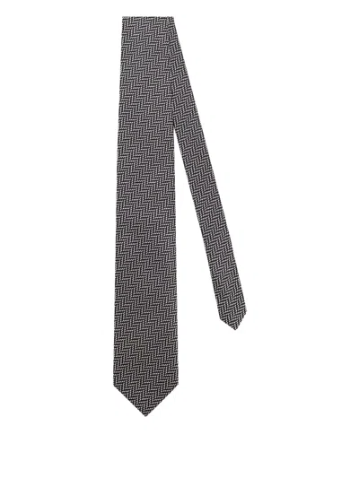 Tom Ford Geometric-pattern Tie In Brown