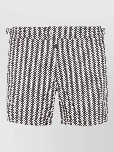 Tom Ford Geometric Print Compact Popeline Swim Shorts In Black