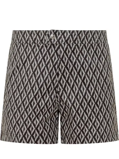 Tom Ford Geometric Print Swim Shorts In Black