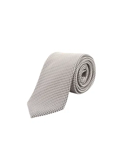 Tom Ford Geometric-printed Pointed Tip Tie In White