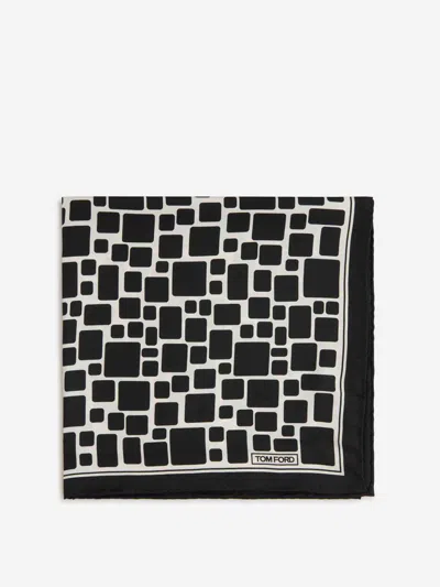 Tom Ford Geometric-print Scarf In Black